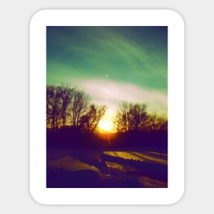 Green Blue Sunset Sticker